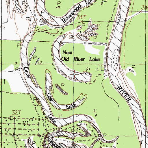 Topographic Map of New Old River Lake, TX