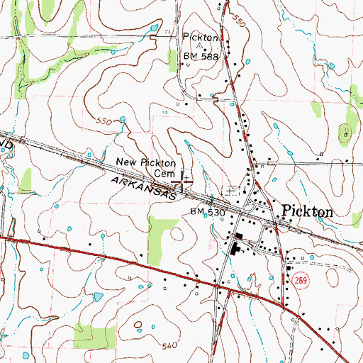 Topographic Map of New Pickton Cemetery, TX