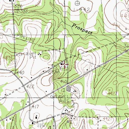 Topographic Map of New Prospect Church, TX