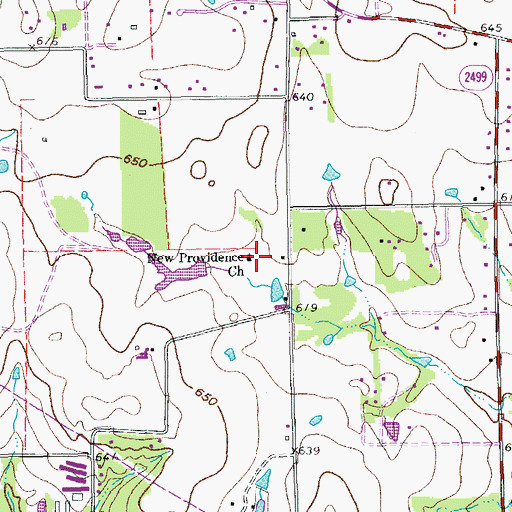 Topographic Map of New Providence Church, TX