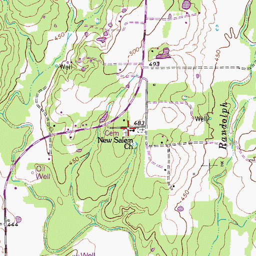 Topographic Map of New Salem Church, TX