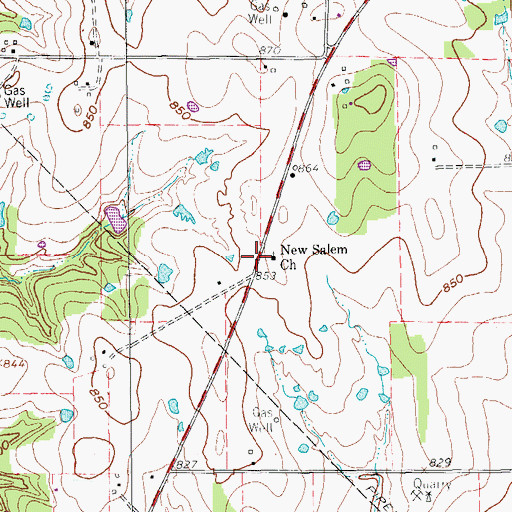 Topographic Map of New Salem Church, TX
