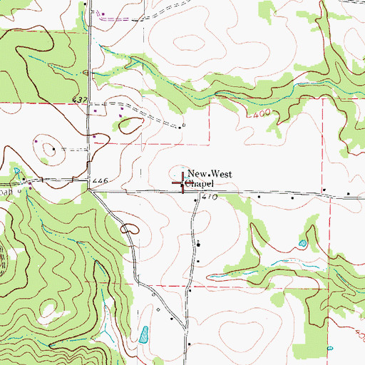 Topographic Map of New West Chapel, TX