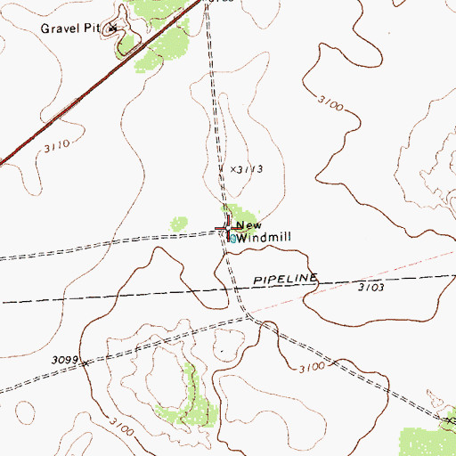 Topographic Map of New Windmill, TX