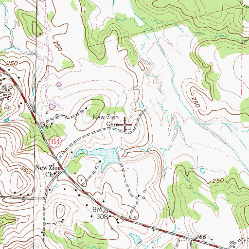 Topographic Map of New Zion Cemetery, TX