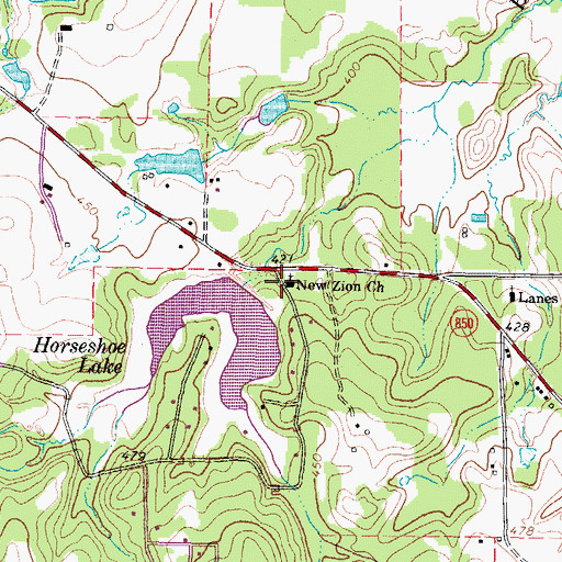 Topographic Map of New Zion Church, TX
