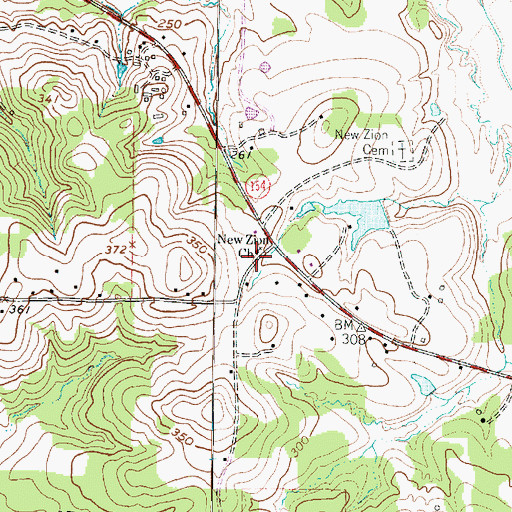 Topographic Map of New Zion Church, TX