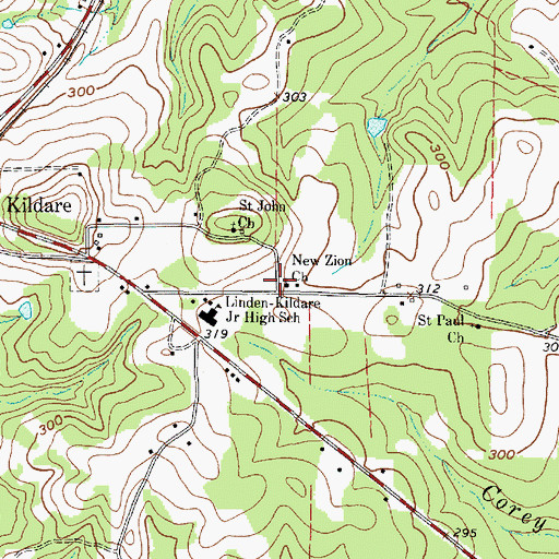 Topographic Map of New Zion Church, TX