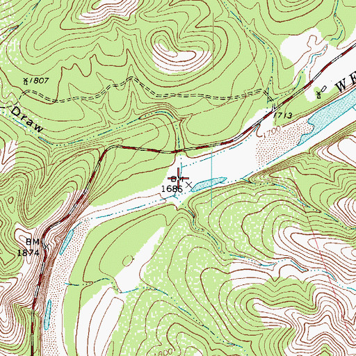Topographic Map of Newberry Draw, TX