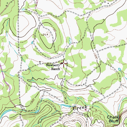 Topographic Map of Newberry Ranch, TX