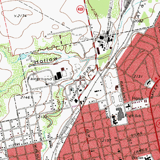 Topographic Map of Newman Park, TX