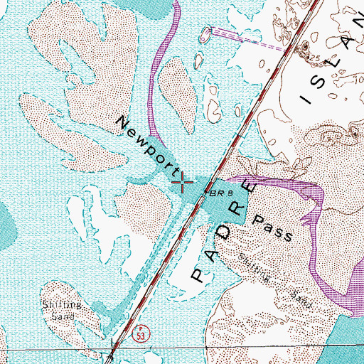 Topographic Map of Newport Pass, TX