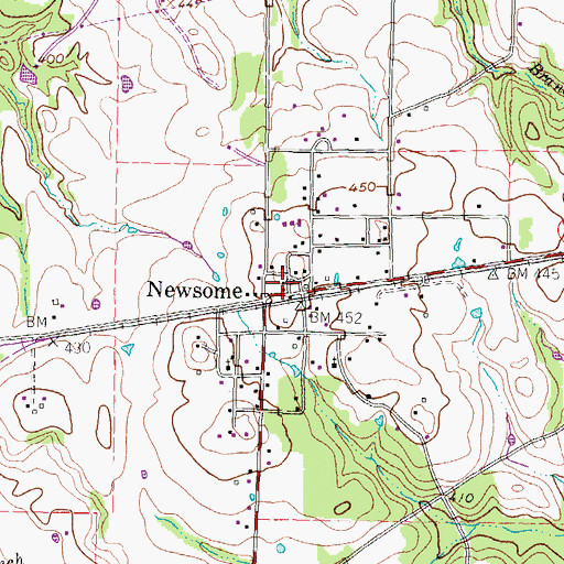 Topographic Map of Newsome, TX