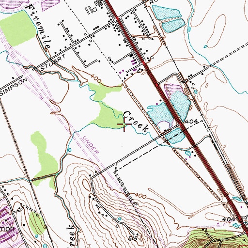 Topographic Map of Newton Creek, TX