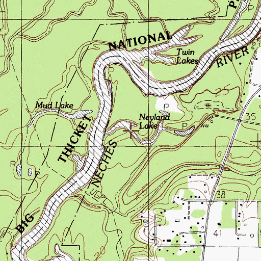 Topographic Map of Neyland Lake, TX