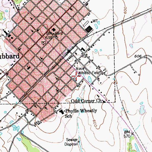 Topographic Map of Niece Athletic Field, TX