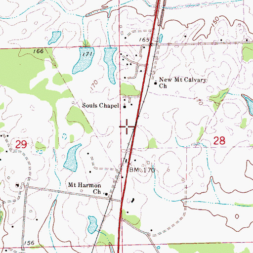 Topographic Map of Souls Chapel School (historical), AL