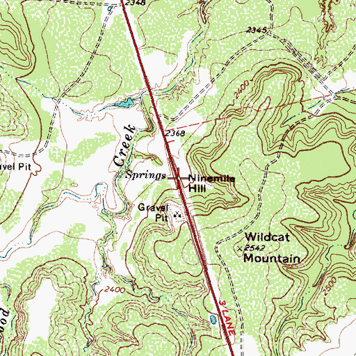 Topographic Map of Ninemile Hill, TX