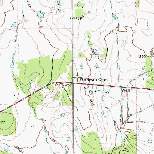Topographic Map of Ninevah Cemetery, TX