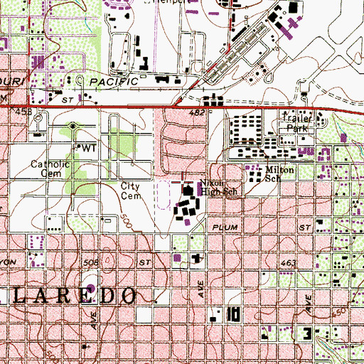 Topographic Map of Nixon High School, TX
