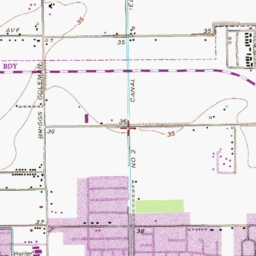 Topographic Map of Number Two Canal, TX