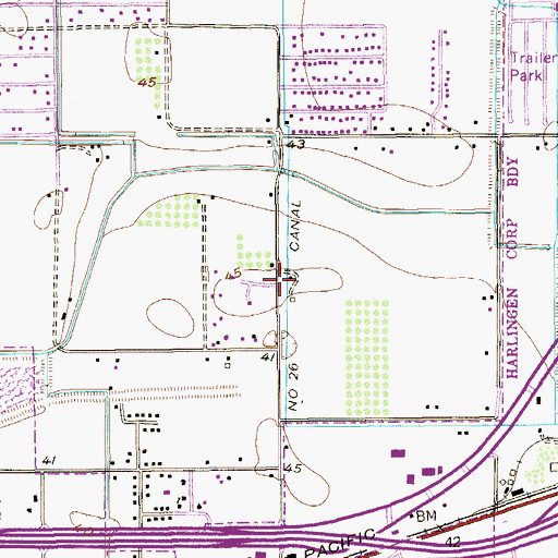 Topographic Map of Number Twentysix Canal, TX
