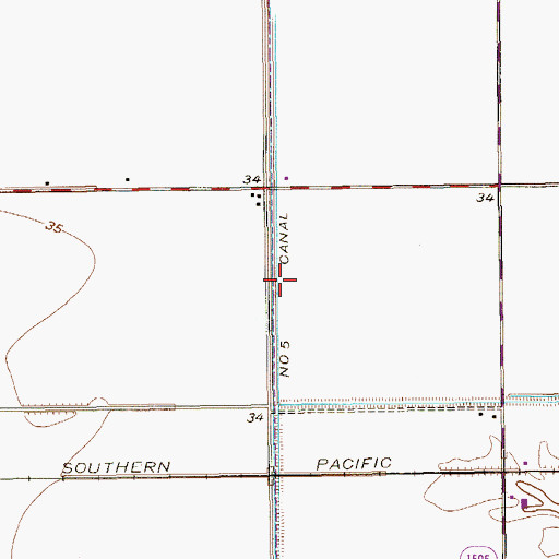 Topographic Map of Number Five Canal, TX
