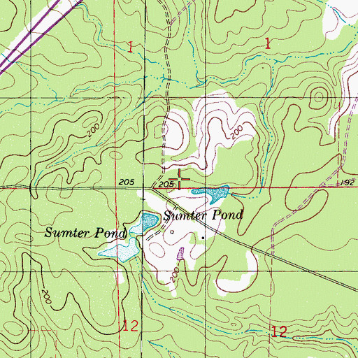 Topographic Map of Sumter, AL