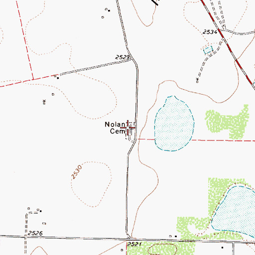 Topographic Map of Nolan Cemetery, TX