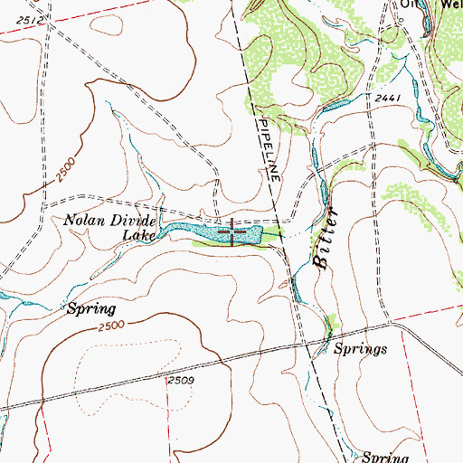 Topographic Map of Nolan Divide Lake, TX