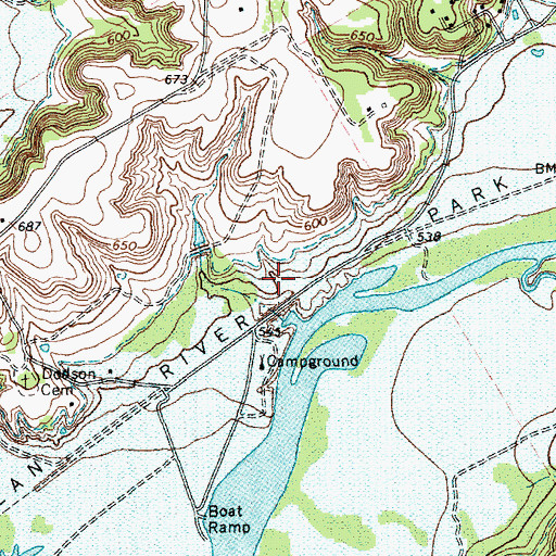 Topographic Map of Nolan River Park, TX