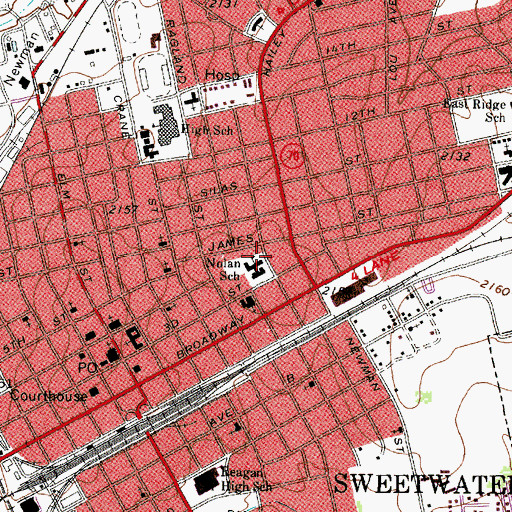 Topographic Map of Nolan School, TX