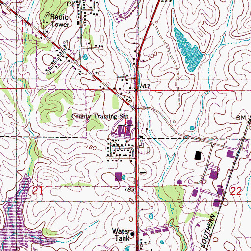 Topographic Map of Sumter County Area Vocational School, AL