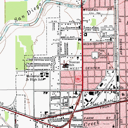 Topographic Map of Noonan School, TX