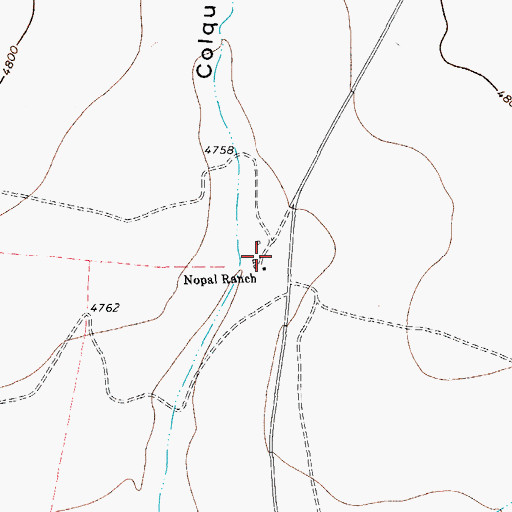 Topographic Map of Nopal Ranch, TX