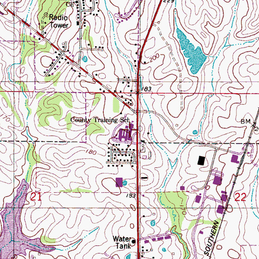 Topographic Map of Sumter County Training School, AL