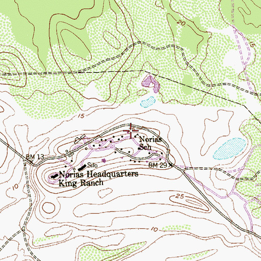 Topographic Map of Norias School, TX