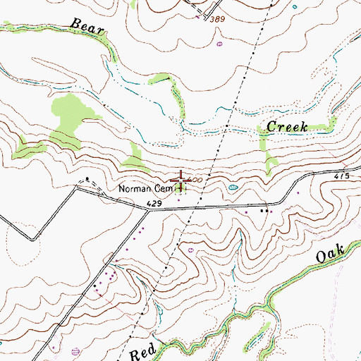 Topographic Map of Norman Cemetery, TX