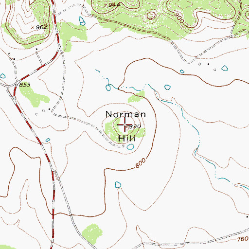 Topographic Map of Norman Hill, TX