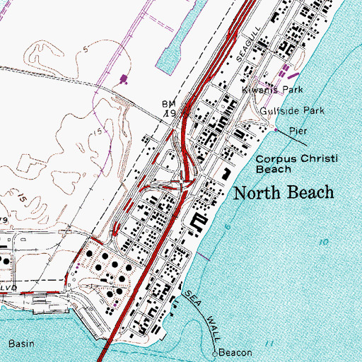 Topographic Map of North Beach, TX