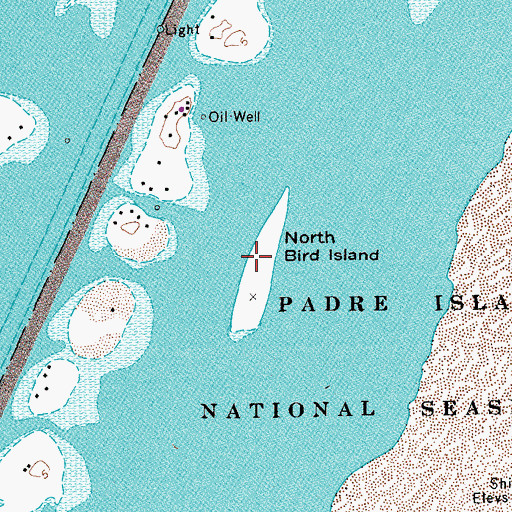 Topographic Map of North Bird Island, TX