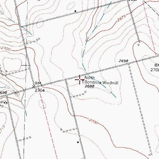Topographic Map of North Bombsite Windmill, TX