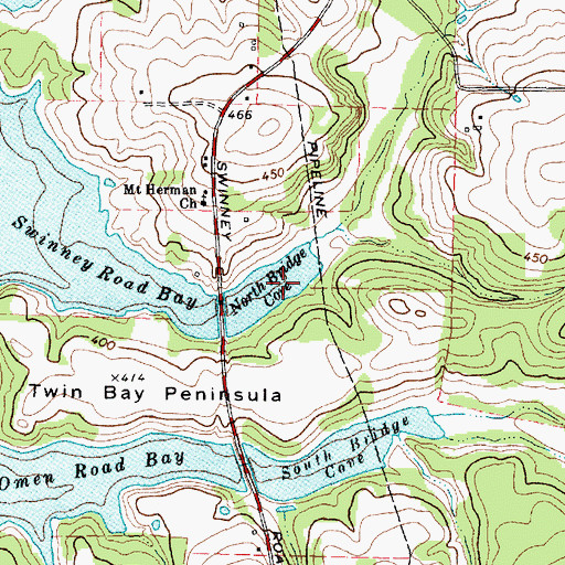 Topographic Map of North Bridge Cove, TX