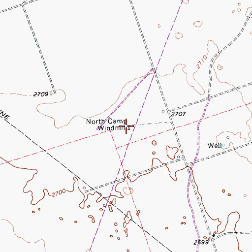 Topographic Map of North Camp Windmill, TX