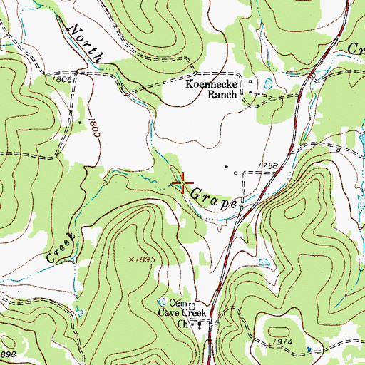 Topographic Map of North Cave Creek, TX