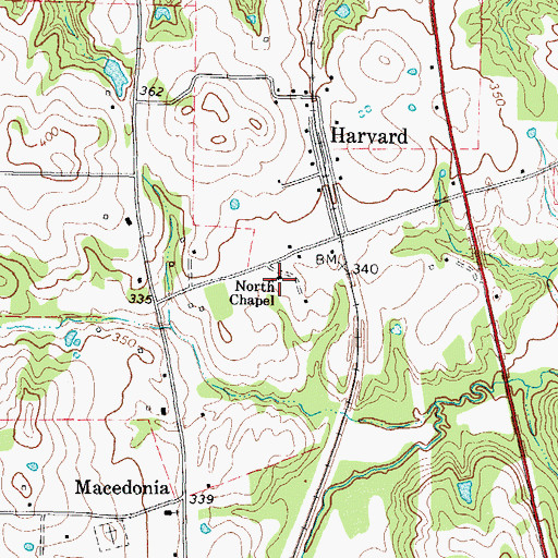 Topographic Map of North Chapel, TX