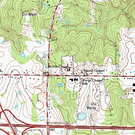 Topographic Map of North Chapel Church, TX