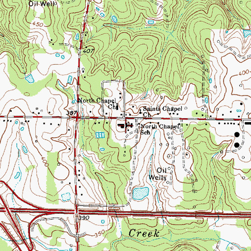 Topographic Map of North Chapel School, TX