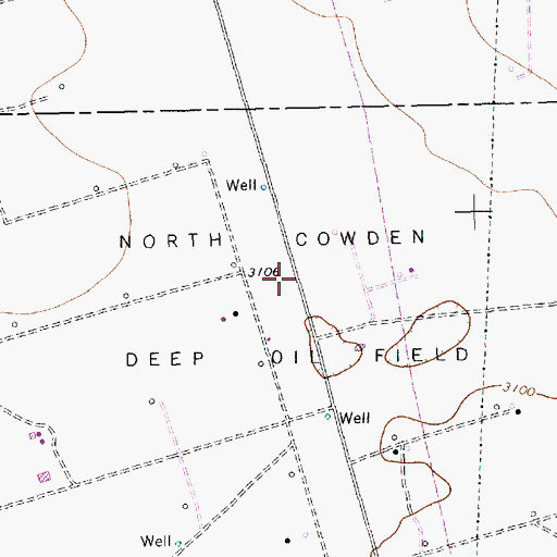 Topographic Map of North Cowden Deep Oil Field, TX