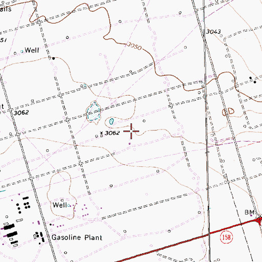 Topographic Map of North Cowden Oil Field, TX